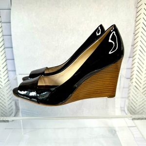 Banana Republic Patent Leather Wedges, Dark Brown, Size 8